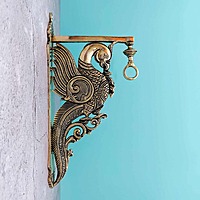 Brass Super Fine Peacock Hanging Wall Mount Bracket - 12.5 inch Height | Beautiful Brass Peacock Wall Bracket for Hanging