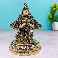 Brass Garuda Dev Idol - 5.5 inch Height | Revered Brass Garuda Dev Statue for Worship
