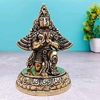 Brass Garuda Dev Idol - 5.5 inch Height | Revered Brass Garuda Dev Statue for Worship