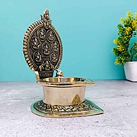 Brass Asta Lakshmi Diya - 7 inch Height | Elegant Brass Asta Lakshmi Diya for Festivals