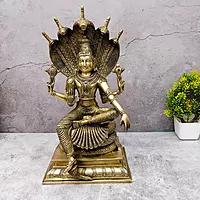 Brass Super Fine Vishnu Murti on Sheshnag - 16.5 inch Height | Exquisite Brass Vishnu Murti on Sheshnag for Devotees