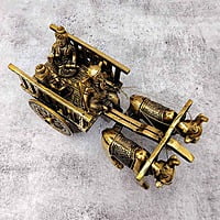 Brass Ganesha Double Bullock Cart - 5.5 inch Height | Intricate Brass Ganesha Statue on Double Bullock Cart