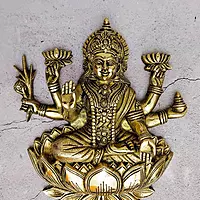 Brass Lakshmi Wall Hanging - 13 inch Height | Divine Brass Wall Hanging with Lakshmi Design