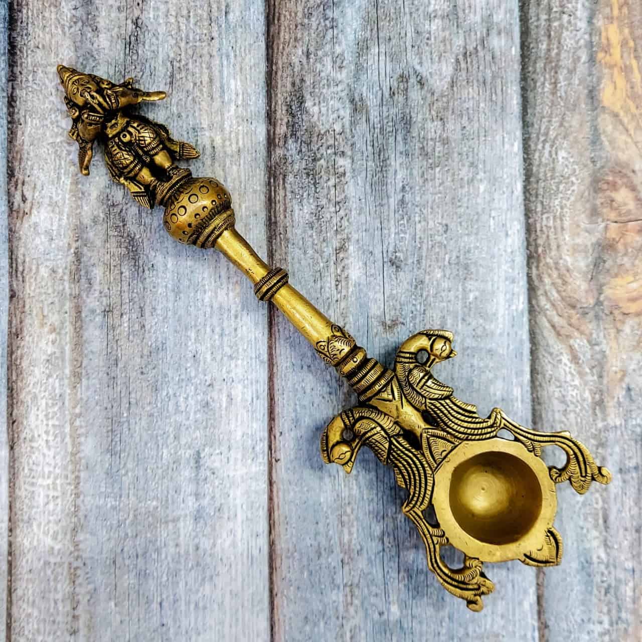 Brass Garuda Aarti Spoon - 10.6 inch Height | Symbol of Strength