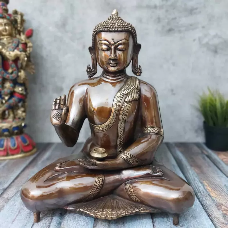 Brass Buddha - 15 inch Height | Serene Spiritual Presence