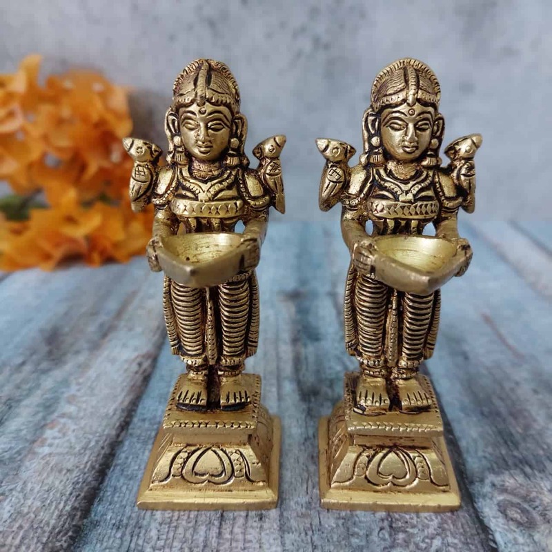 Brass Small Deep Lady - Pair - 4.3 inch Height | Graceful Illumination