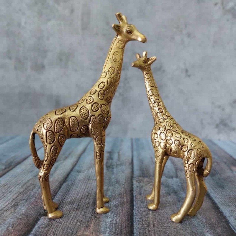 Brass Giraffe Set of Two - 9 inch Height | Artistic Safari Decor