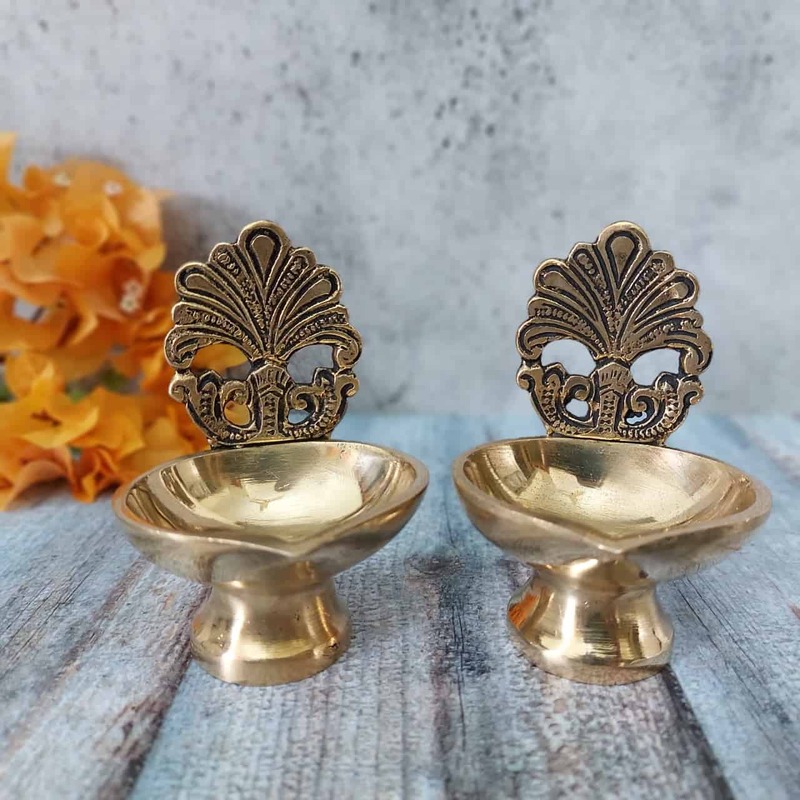 Brass Deepak/Diya for Daily Use - Pair - 3.7 inch Height | Sacred Illumination