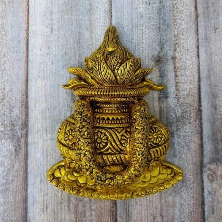 Brass Kalash with Coconut - Wall Hanging - 7.5 inch Height | Traditional Charm