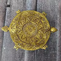 Brass Tortoise Chowki - 6.2 inch Length | Harmonious Decor Accent