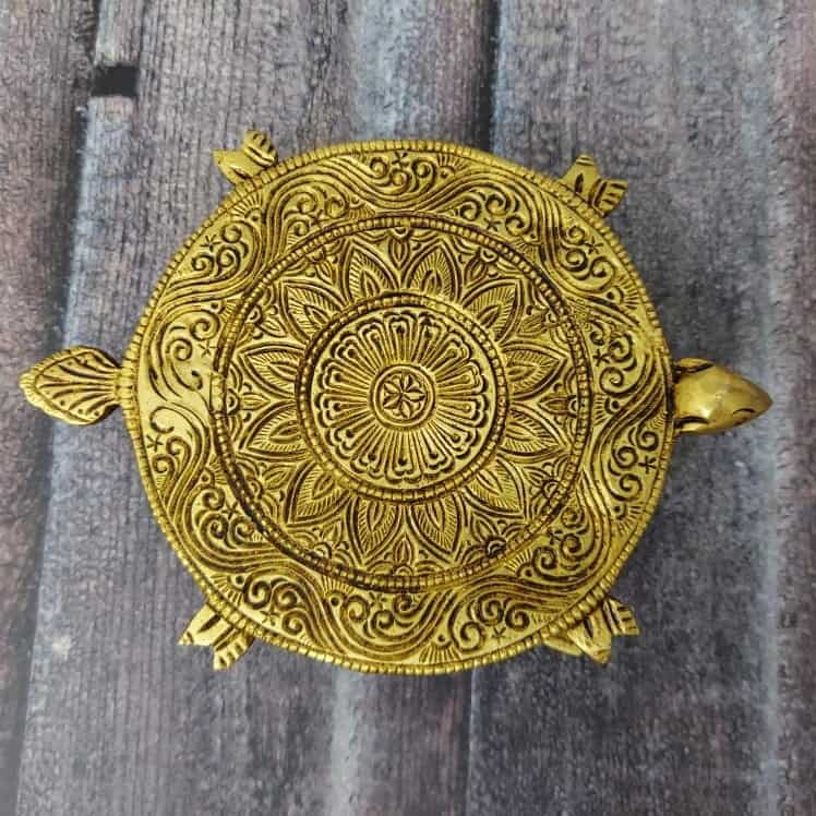 Brass Tortoise Chowki - 6.2 inch Length | Harmonious Decor Accent