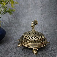 Brass Super Fine Tortoise Dhoop Dani - Loban - 5 inch Height | Aromatic Bliss