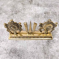 Brass Shankh Chakra Namah Showpiece - 4.4 inch Height | Sacred Brass Showpiece with Shankh and Chakra Design