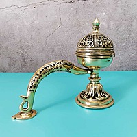 Brass Super Fine Dhoop Dani - 9.5 inch Length - 8 inch Height | Exquisite Brass Dhoop Dani for Aromatic Rituals