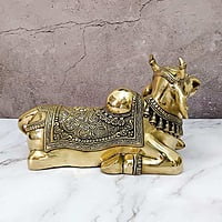 Brass Super Fine Nandi - 9 inch Height | Revered Brass Nandi Statue for Shiva Devotees