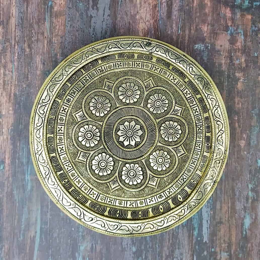 Brass Super Fine Chowki - 3.2 inch Height | Beautiful Brass Chowki for Devotional Space