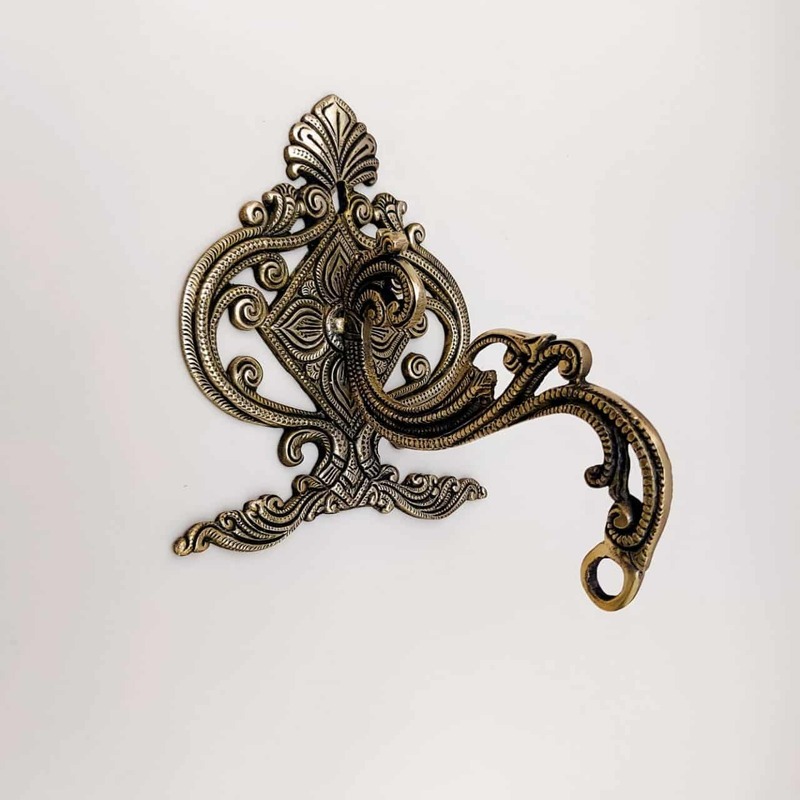 Brass Wall Hanging Bracket - 7 inch Height | Stylish Brass Wall Hanging Bracket for Decor Items