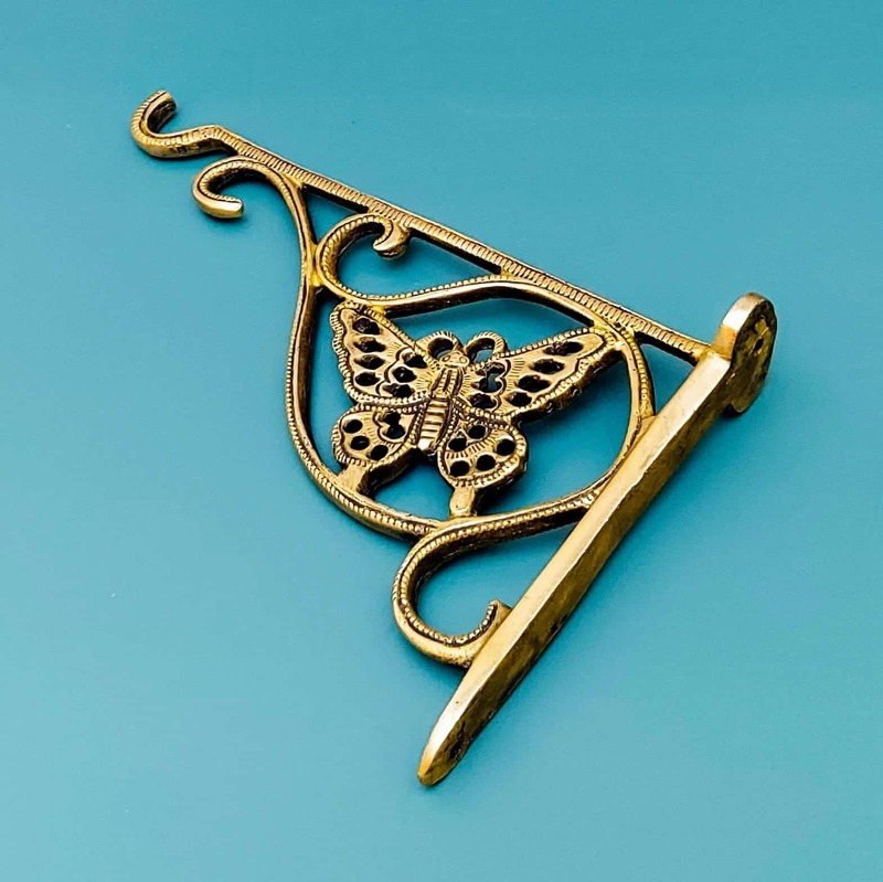Brass Butterfly Bracket Wall Hanging - 6.2 inch Height | Delicate Brass Butterfly Wall Hanging Bracket