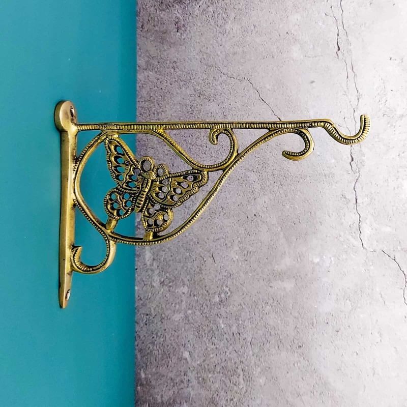 Brass Butterfly Bracket Wall Hanging - 6.2 inch Height | Delicate Brass Butterfly Wall Hanging Bracket