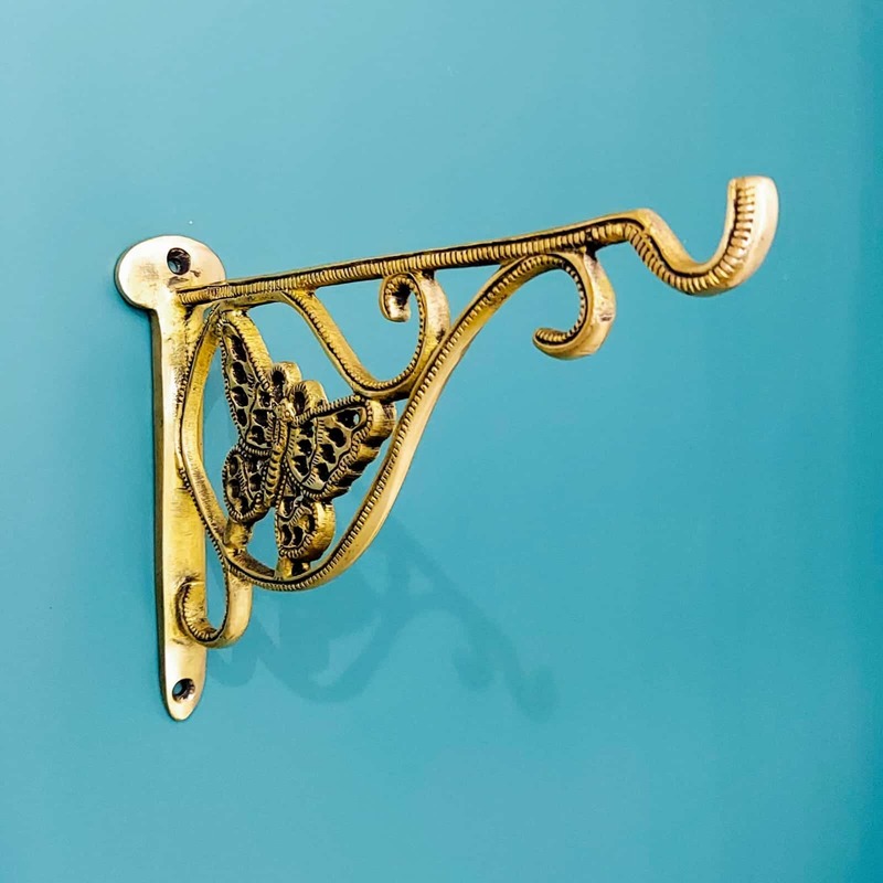 Brass Butterfly Bracket Wall Hanging - 6.2 inch Height | Delicate Brass Butterfly Wall Hanging Bracket