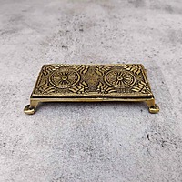 Brass Antique Pooja Chowki - 4.2 inch Length | Antique Brass Pooja Chowki for Rituals and Home Decor