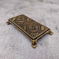 Brass Antique Pooja Chowki - 4.2 inch Length | Antique Brass Pooja Chowki for Rituals and Home Decor