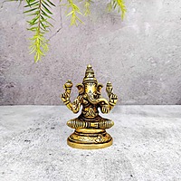 Brass Ganesha Idol - 3.5 inch Height | Auspicious Brass Ganesha Idol for Blessings
