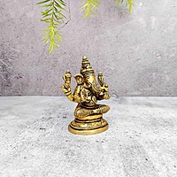 Brass Ganesha Idol - 3.5 inch Height | Auspicious Brass Ganesha Idol for Blessings