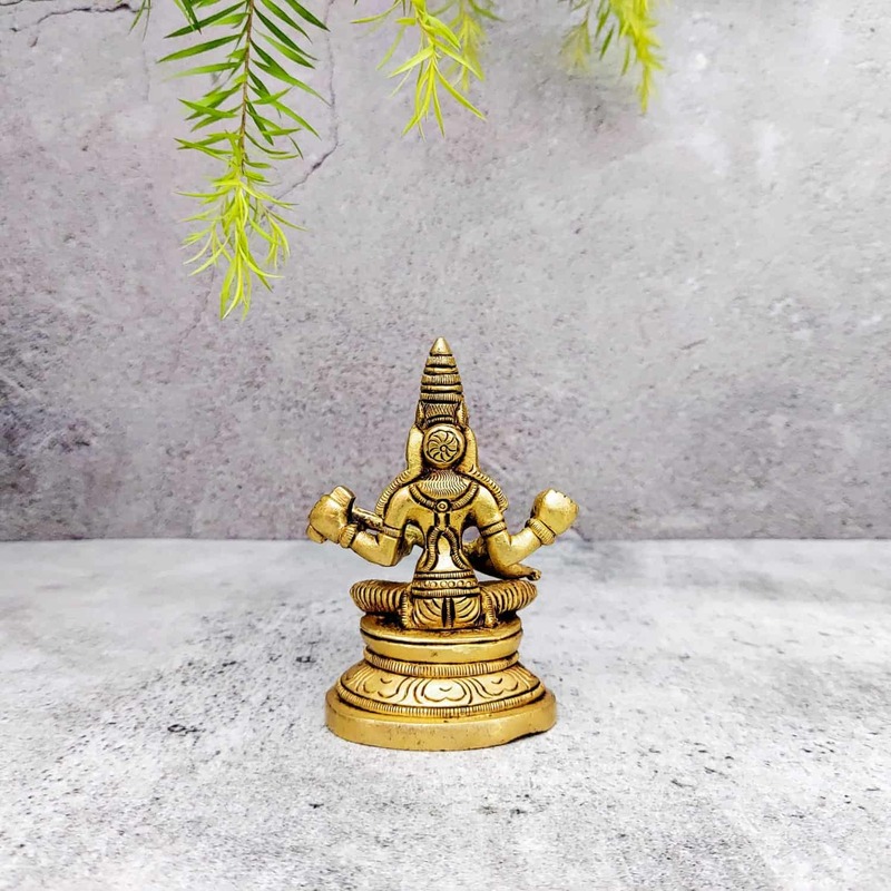 Brass Saraswati Devi Idol - 3.5 inch Height | Sacred Brass Saraswati Devi Idol for Knowledge and Wisdom