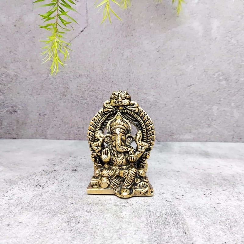 Brass Ganesh Idol Small - 3.2 inch Height | Small Brass Ganesh Idol for Blessings - Shop Now