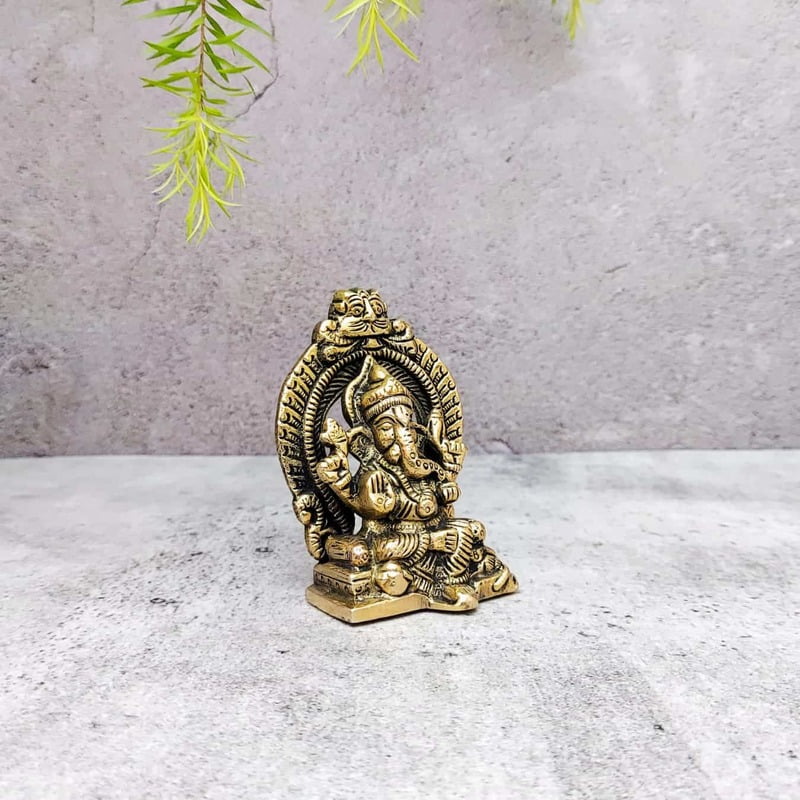 Brass Ganesh Idol Small - 3.2 inch Height | Small Brass Ganesh Idol for Blessings - Shop Now