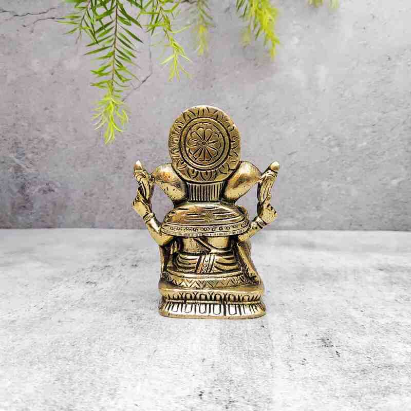 Brass Ganesh Idol - 4.2 inch Height | Auspicious Brass Ganesh Idol for Worship - Premium Quality