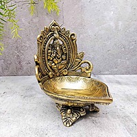 Brass Ganesh Akhand Diya - 7 inch Height | Decorative Brass Ganesh Akhand Diya for Rituals - Buy Online