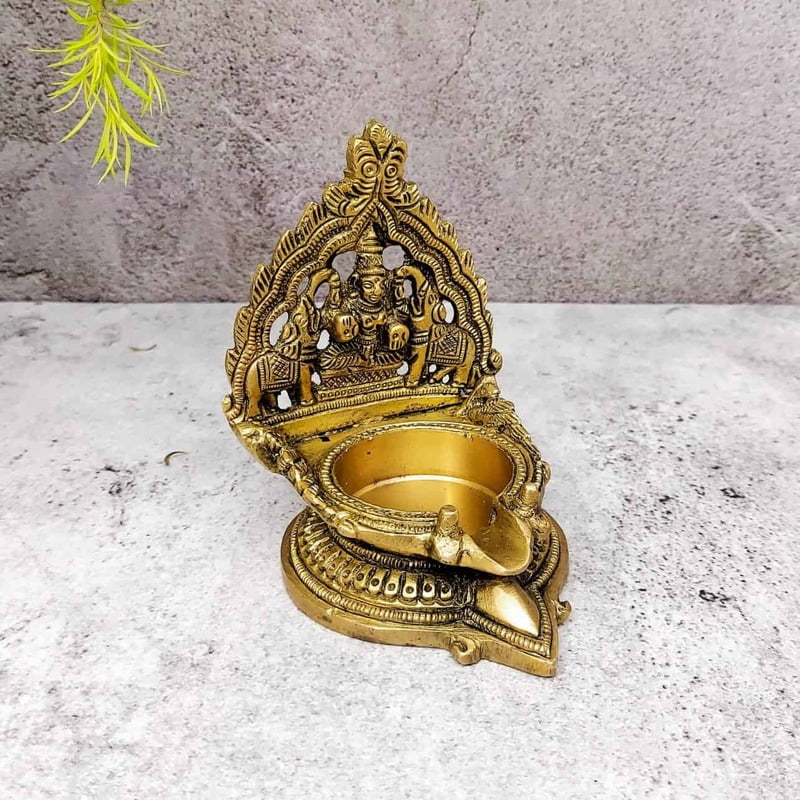 Brass Kamakshi Diya Deepam - 4.3 inch Height | Sacred Brass Kamakshi Diya Deepam for Pooja - Shop Now