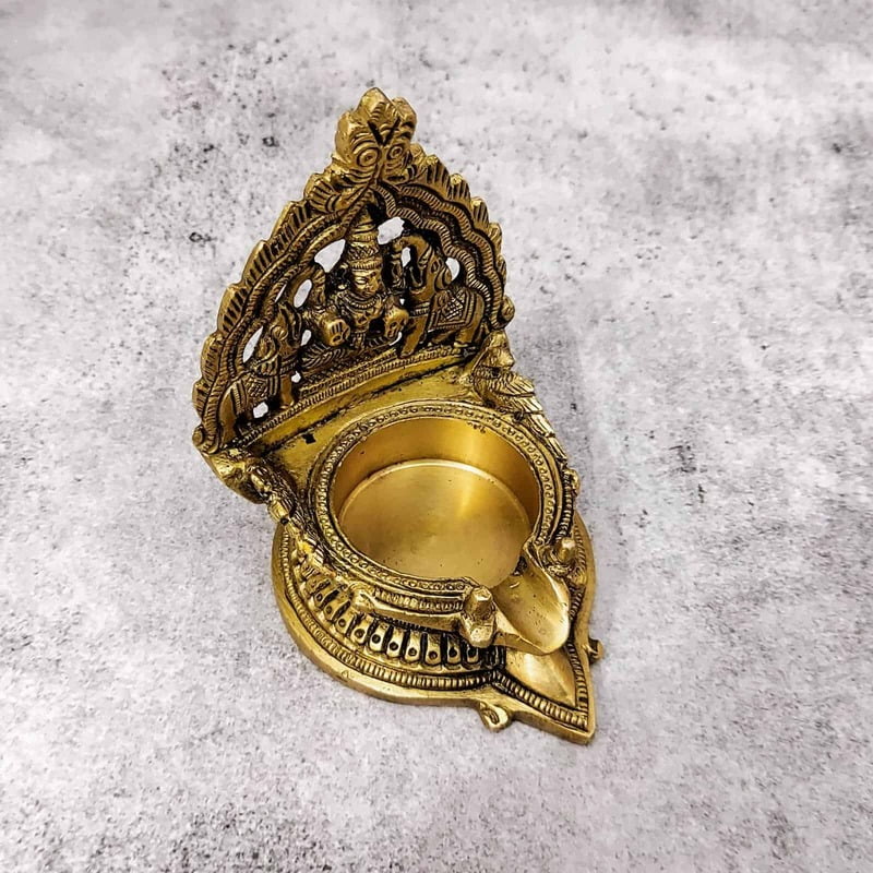 Brass Kamakshi Diya Deepam - 4.3 inch Height | Sacred Brass Kamakshi Diya Deepam for Pooja - Shop Now