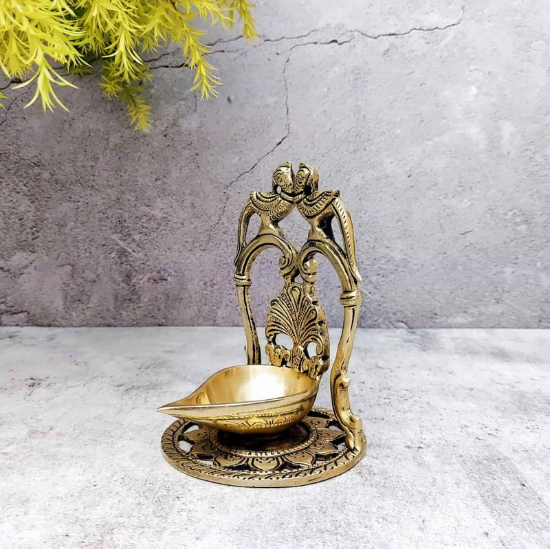 Brass Diya for Puja - 5.5 inch Height | Sacred Brass Diya for Pooja and Rituals - Premium Quality