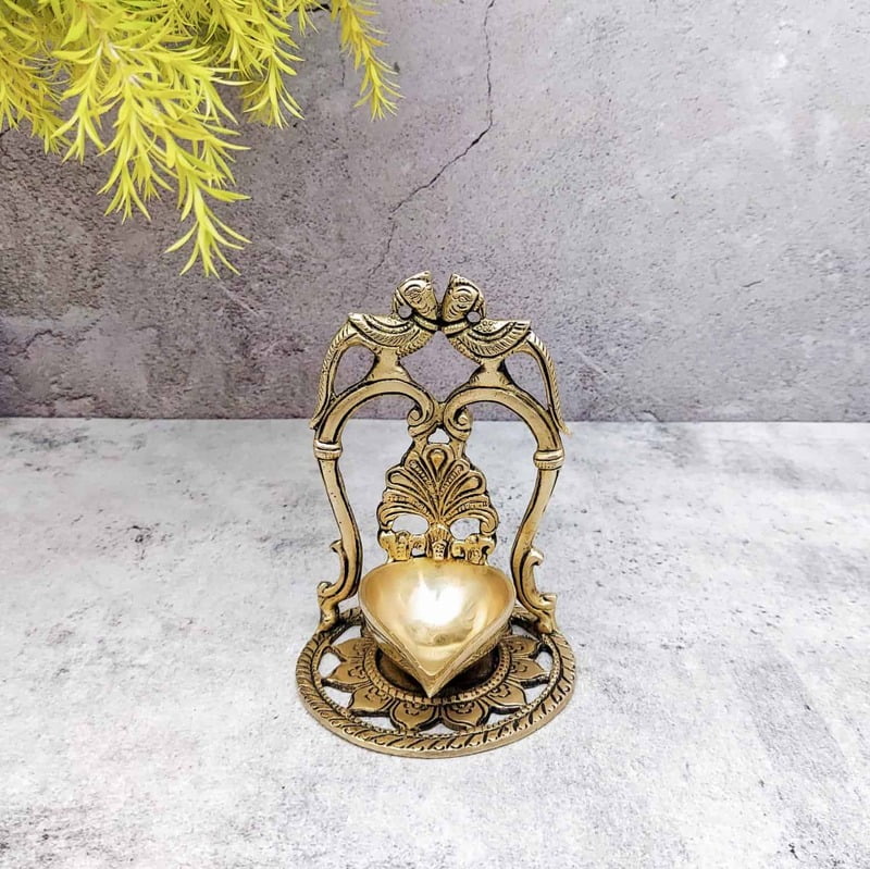 Brass Diya for Puja - 5.5 inch Height | Sacred Brass Diya for Pooja and Rituals - Premium Quality