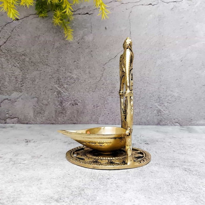 Brass Diya for Puja - 5.5 inch Height | Sacred Brass Diya for Pooja and Rituals - Premium Quality