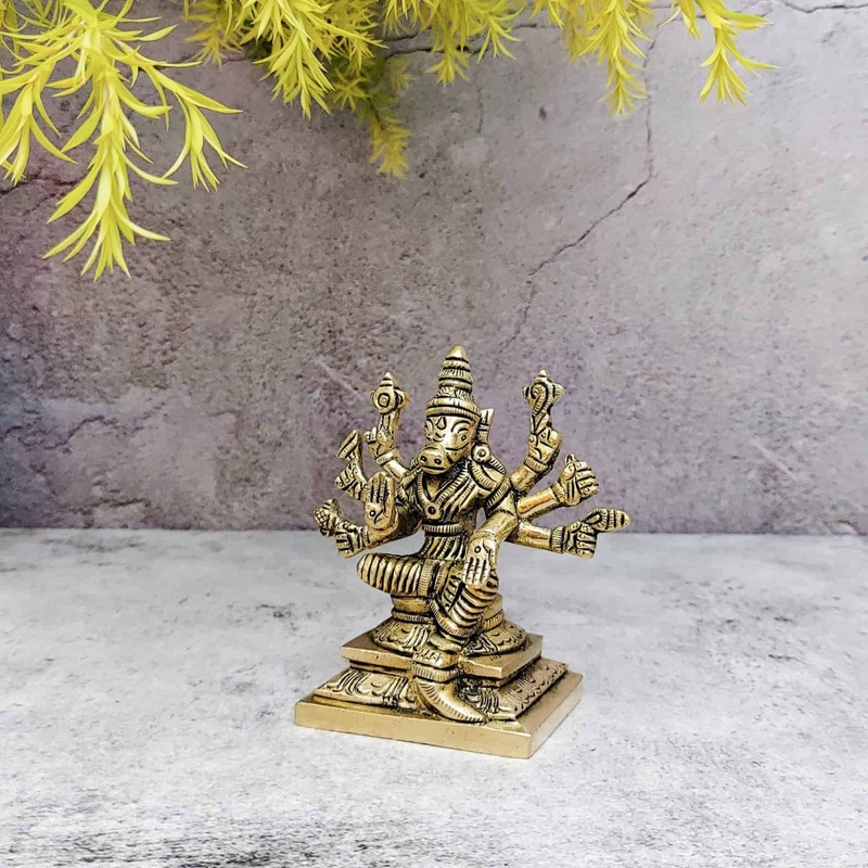 Brass Varaha Swamy Idol / Varahi Statue - 4 inch Height | Divine Brass Varaha Swamy Idol / Varahi Statue - Buy Online