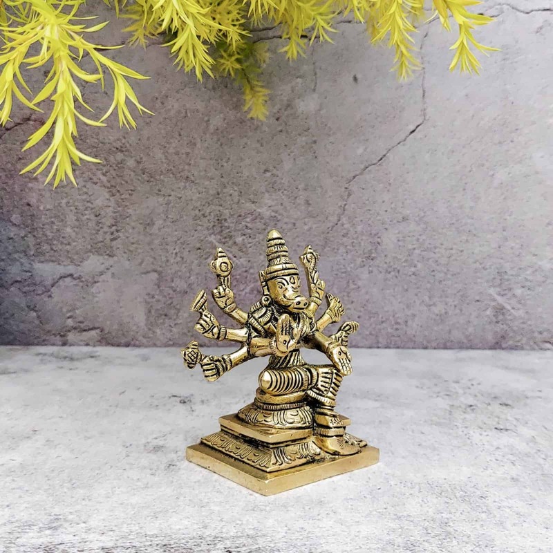 Brass Varaha Swamy Idol / Varahi Statue - 4 inch Height | Divine Brass Varaha Swamy Idol / Varahi Statue - Buy Online