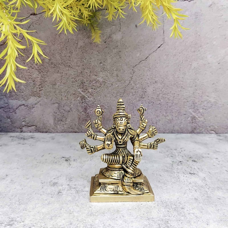 Brass Varaha Swamy Idol / Varahi Statue - 4 inch Height | Divine Brass Varaha Swamy Idol / Varahi Statue - Buy Online