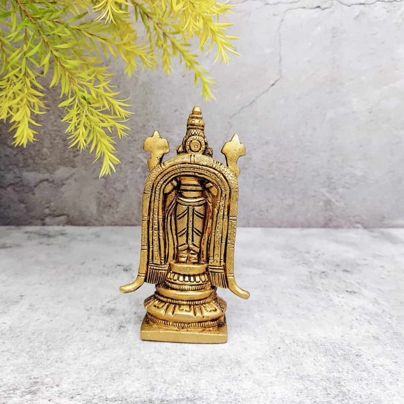 Brass Tirupati Balaji / Venkateshwara - 4.8 inch Height | Auspicious Brass Tirupati Balaji / Venkateshwara Statue - Shop Now