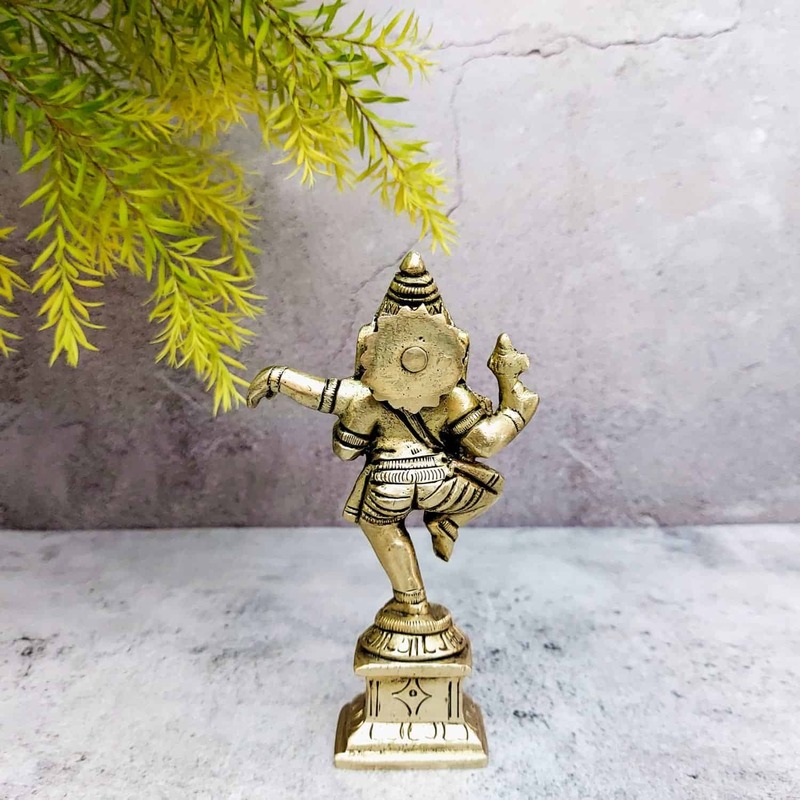 Brass Dancing Ganesh Idol - 5 inch Height | Beautiful Brass Dancing Ganesh Idol for Home Decor