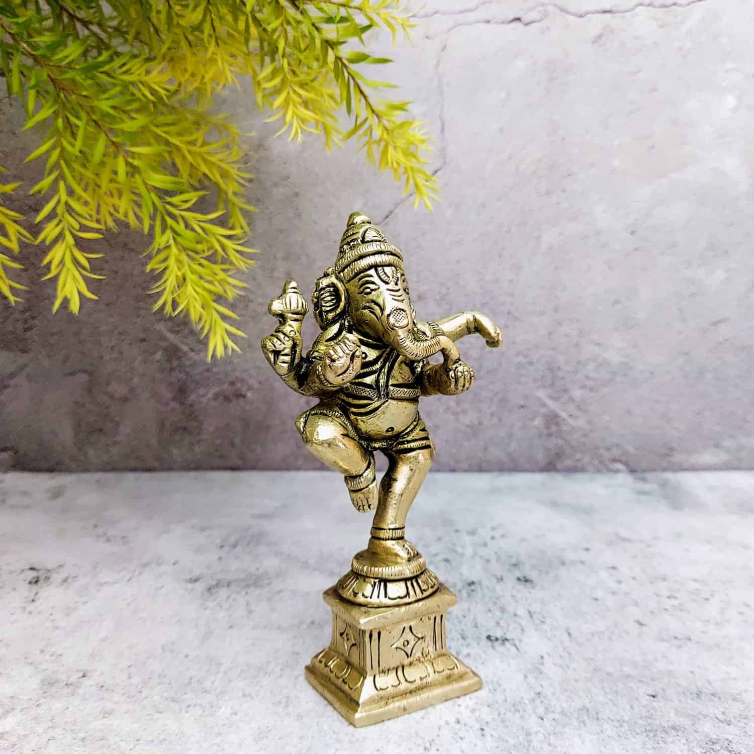 Brass Dancing Ganesh Idol - 5 inch Height | Beautiful Brass Dancing Ganesh Idol for Home Decor