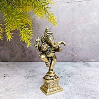 Brass Dancing Ganesh Idol - 5 inch Height | Beautiful Brass Dancing Ganesh Idol for Home Decor