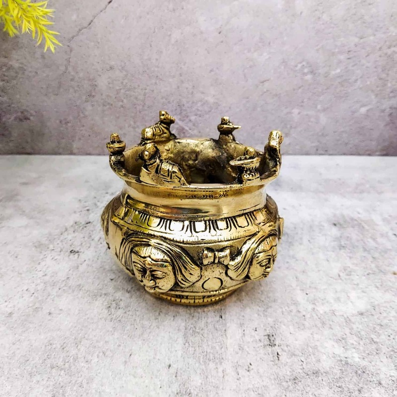 Brass Nandi Kalash for Religious Offerings - 4 inch Height | Auspicious Brass Nandi Kalash for Pooja - Shop Now