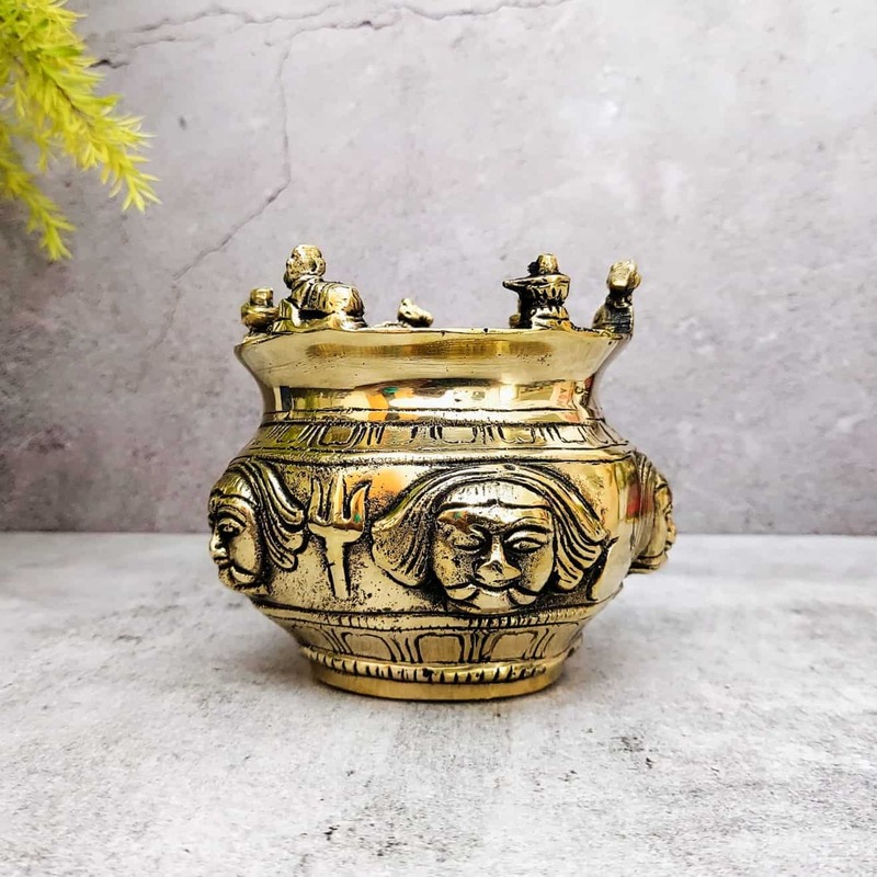 Brass Nandi Kalash for Religious Offerings - 4 inch Height | Auspicious Brass Nandi Kalash for Pooja - Shop Now
