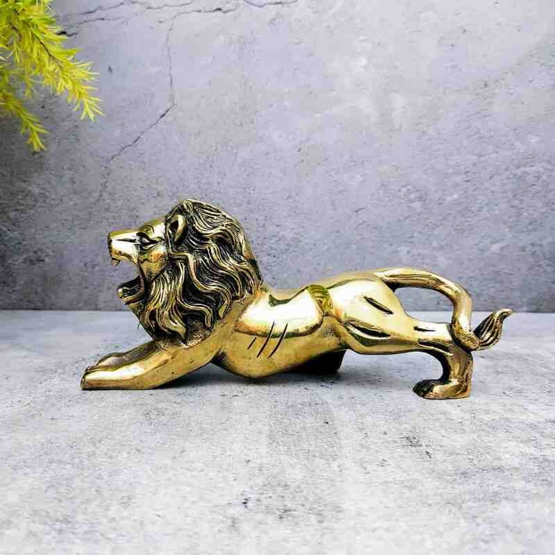 Brass Lion Statue 3.7 inch Height