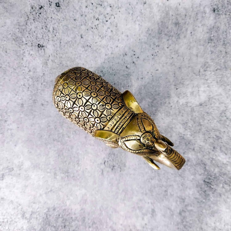 Brass Elephant - 3.8 inch Height | Elegant Brass Elephant Figurine for Decor