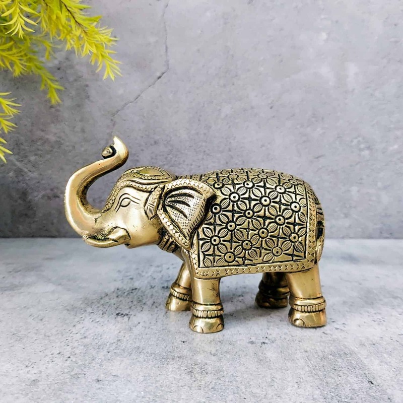 Brass Elephant - 3.8 inch Height | Elegant Brass Elephant Figurine for Decor